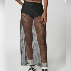 urban outfitters jules sheer lace midi skirt